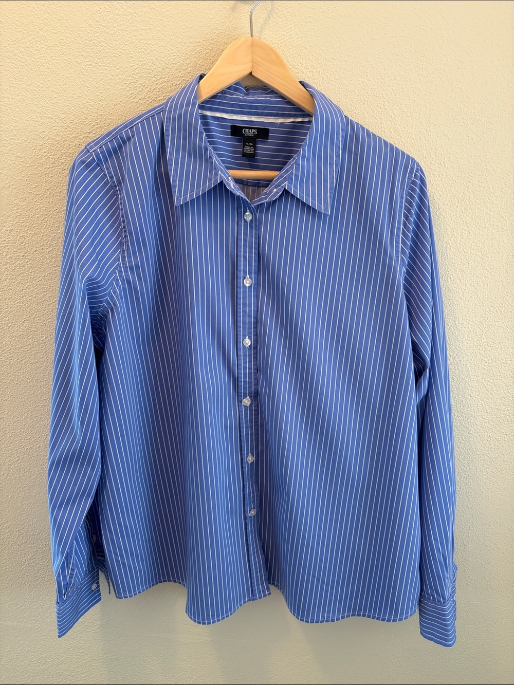 Chaps blue stripe long sleeve button down shirt | size xl
